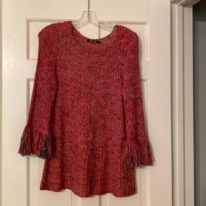 Nic + Zoe ribbon woven tunic sweater. Size S. varying shades of pink.